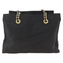 PRADA Chain Tote Bag Nylon Black Gold Auth am10950A-2