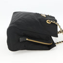 PRADA Chain Tote Bag Nylon Black Gold Auth am10950A-4
