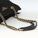 PRADA Chain Tote Bag Nylon Black Gold Auth am10950A-7