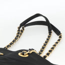 PRADA Chain Tote Bag Nylon Black Gold Auth am10950A-8