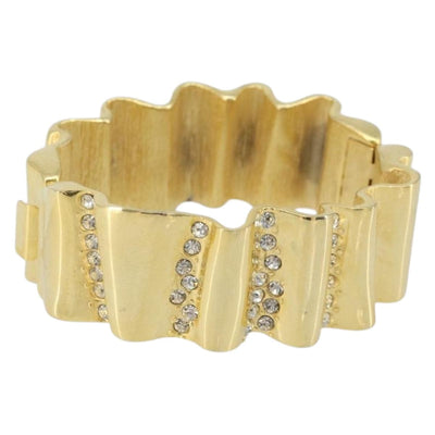 GIVENCHY Rhinestone Bangle metal Gold Auth am10954A