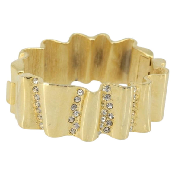 GIVENCHY Rhinestone Bangle metal Gold Auth am10954A