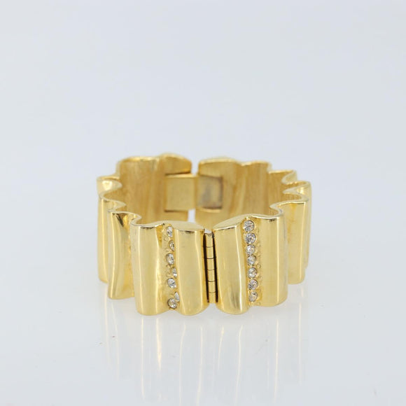 GIVENCHY Rhinestone Bangle metal Gold Auth am10954A
