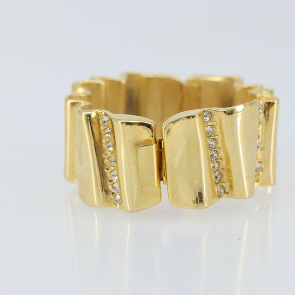 GIVENCHY Rhinestone Bangle metal Gold Auth am10954A