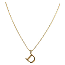 Christian Dior D Necklace metal Gold Auth am10955