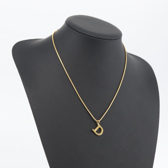 Christian Dior D Necklace metal Gold Auth am10955