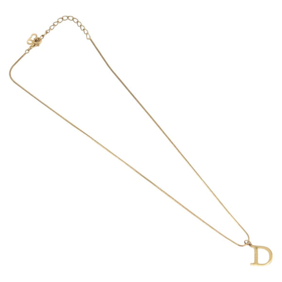 Christian Dior D Necklace metal Gold Auth am10955