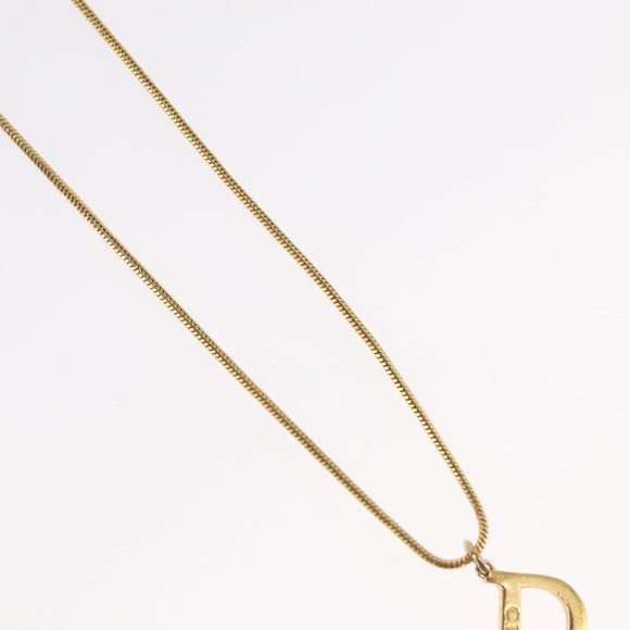 Christian Dior D Necklace metal Gold Auth am10955