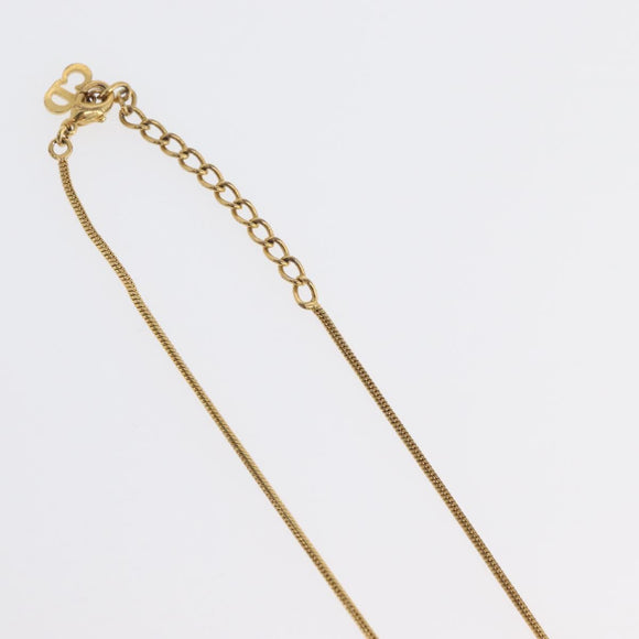 Christian Dior D Necklace metal Gold Auth am10955