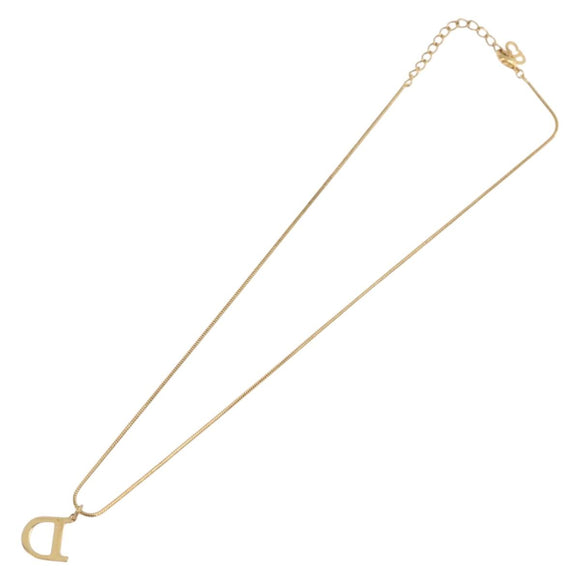 Christian Dior D Necklace metal Gold Auth am10955