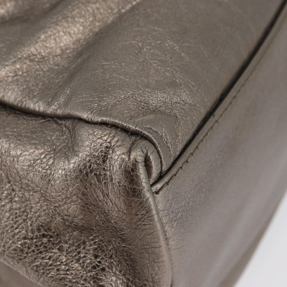 Salvatore Ferragamo Vala Hand Bag Leather 2way Silver Auth am10956
