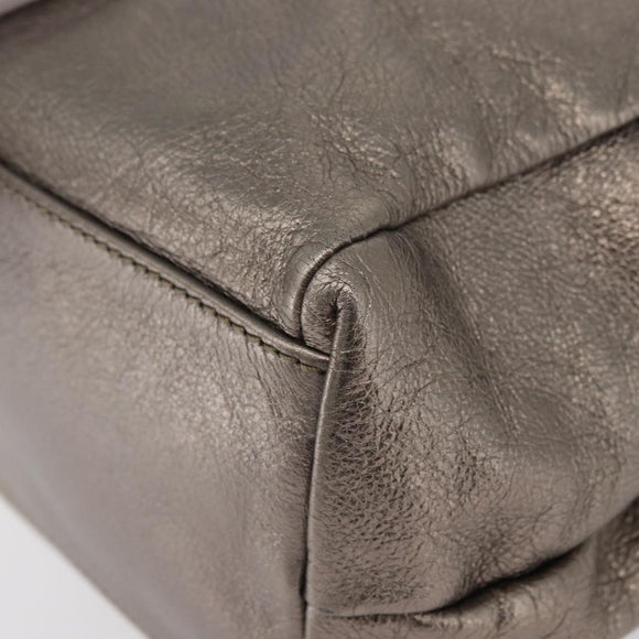 Salvatore Ferragamo Vala Hand Bag Leather 2way Silver Auth am10956
