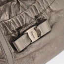 Salvatore Ferragamo Vala Hand Bag Leather 2way Silver Auth am10956-20