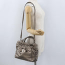 Salvatore Ferragamo Vala Hand Bag Leather 2way Silver Auth am10956-26