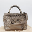 Salvatore Ferragamo Vala Hand Bag Leather 2way Silver Auth am10956-12