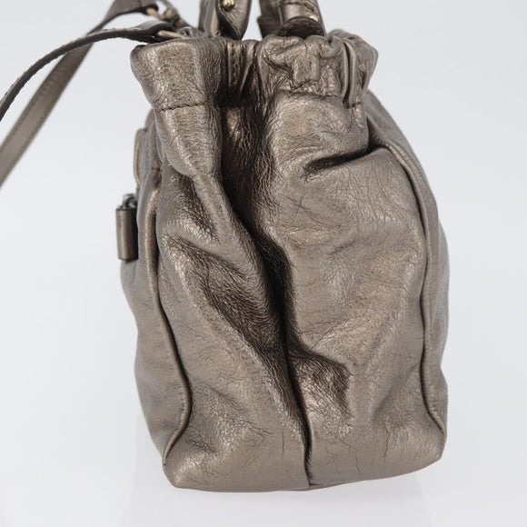 Salvatore Ferragamo Vala Hand Bag Leather 2way Silver Auth am10956