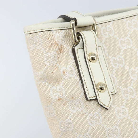GUCCI GG Canvas Tote Bag Outlet Gold White 257250 Auth am10958