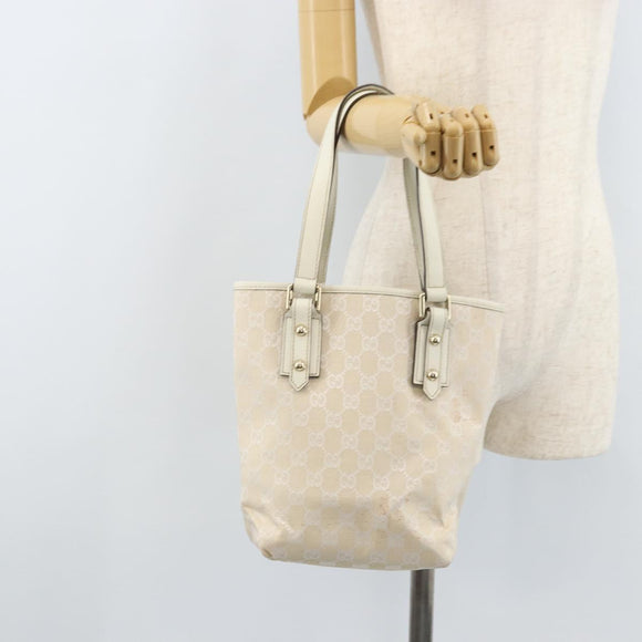 GUCCI GG Canvas Tote Bag Outlet Gold White 257250 Auth am10958