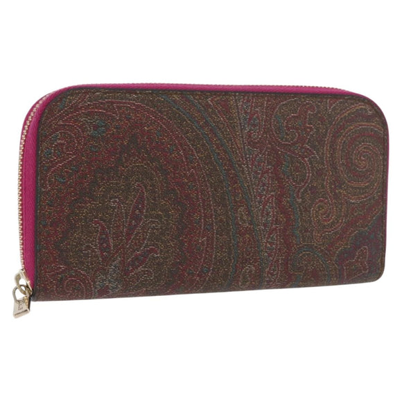 ETRO Paisley Long Wallet PVC Leather Bordeaux Auth am10960V