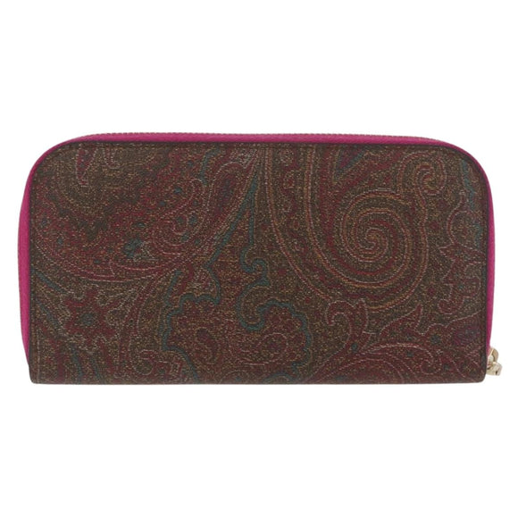 ETRO Paisley Long Wallet PVC Leather Bordeaux Auth am10960V