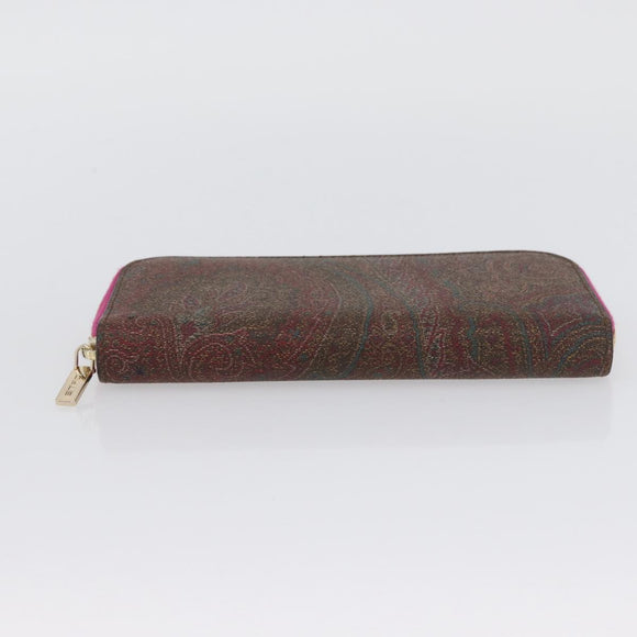 ETRO Paisley Long Wallet PVC Leather Bordeaux Auth am10960V