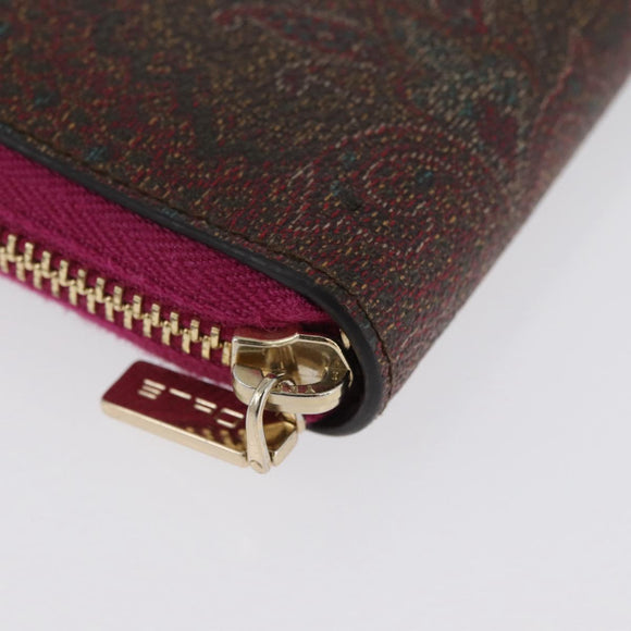 ETRO Paisley Long Wallet PVC Leather Bordeaux Auth am10960V