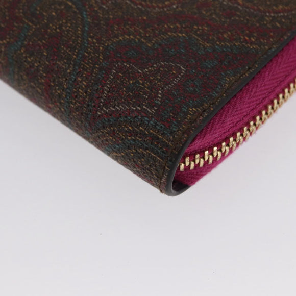 ETRO Paisley Long Wallet PVC Leather Bordeaux Auth am10960V