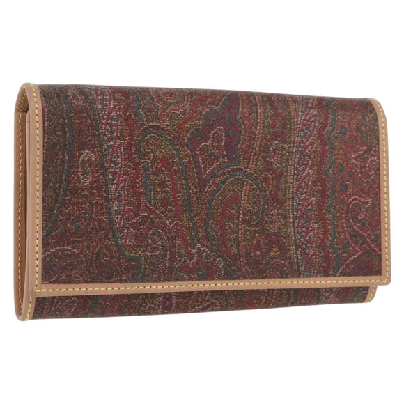 ETRO Paisley Geldbörse zweifach PVC Leder Bordeaux Auth am10961V