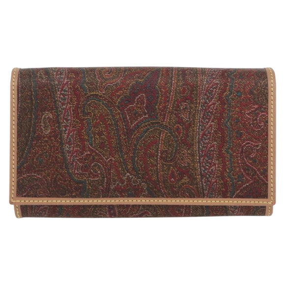 ETRO Paisley Geldbörse zweifach PVC Leder Bordeaux Auth am10961V