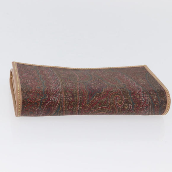 ETRO Paisley Geldbörse zweifach PVC Leder Bordeaux Auth am10961V