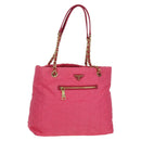 PRADA Chain Tote Bag Nylon Gold Pink Auth am10964V-1