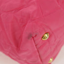 PRADA Chain Tote Bag Nylon Gold Pink Auth am10964V-11