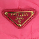 PRADA Chain Tote Bag Nylon Gold Pink Auth am10964V-18