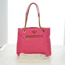 PRADA Chain Tote Bag Nylon Gold Pink Auth am10964V-27