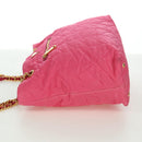 PRADA Chain Tote Bag Nylon Gold Pink Auth am10964V-4