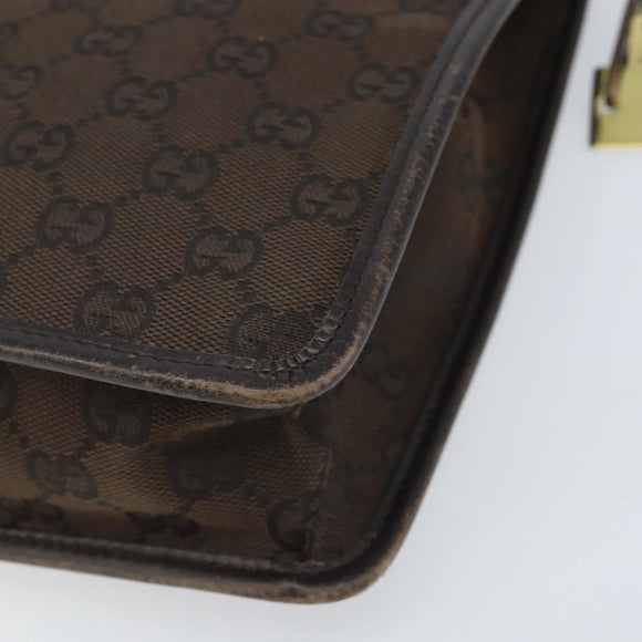 GUCCI GG Canvas Shoulder Bag Gold Brown 91762 Auth am10977