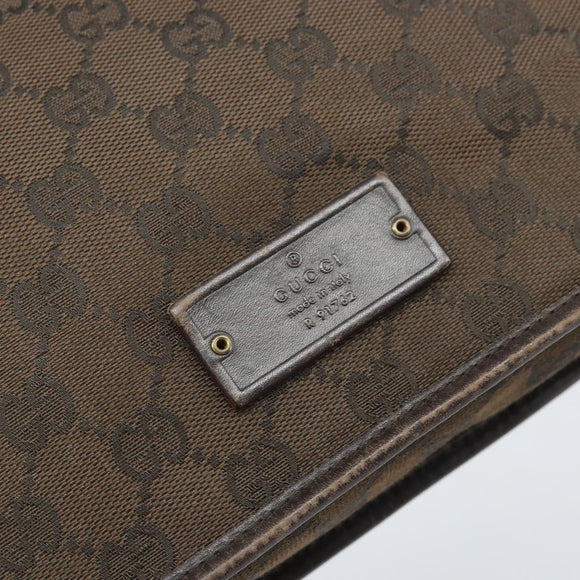 GUCCI GG Canvas Shoulder Bag Gold Brown 91762 Auth am10977