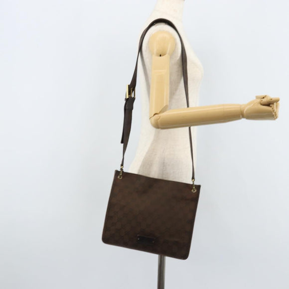 GUCCI GG Canvas Shoulder Bag Gold Brown 91762 Auth am10977