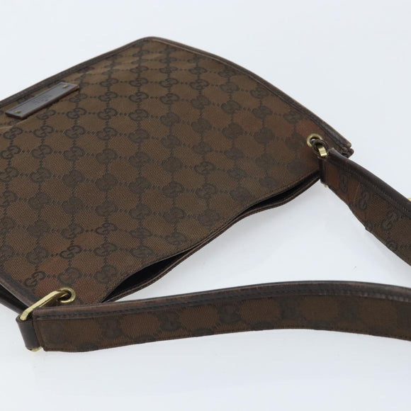 GUCCI GG Canvas Shoulder Bag Gold Brown 91762 Auth am10977