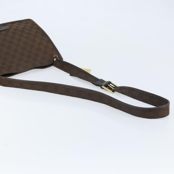 GUCCI GG Canvas Shoulder Bag Gold Brown 91762 Auth am10977