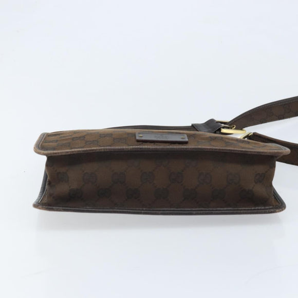 GUCCI GG Canvas Shoulder Bag Gold Brown 91762 Auth am10977