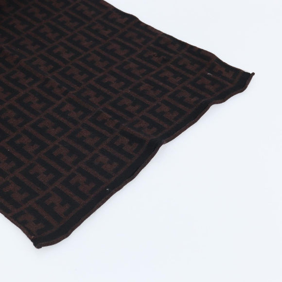 FENDI Zucca Canvas Scarf Wool Black Brown Auth am10995