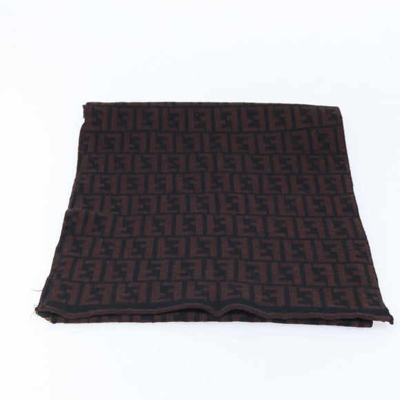 FENDI Zucca Canvas Scarf Wool Black Brown Auth am10995
