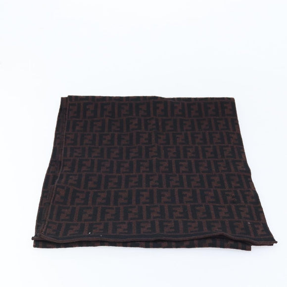 FENDI Zucca Canvas Scarf Wool Black Brown Auth am10995