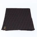 FENDI Zucca Canvas Scarf Wool Black Brown Auth am10995-7