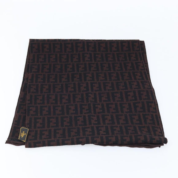 FENDI Zucca Canvas Scarf Wool Black Brown Auth am10995
