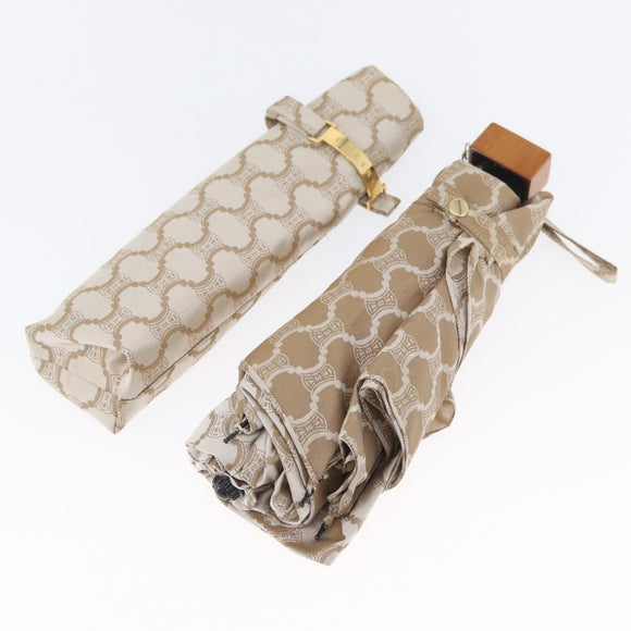 CELINE Macadam Canvas Folding Umbrella Nylon Beige Auth am10997A