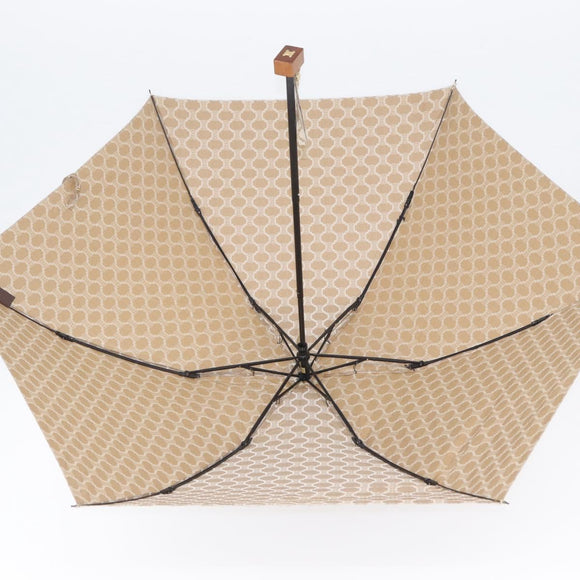 CELINE Macadam Canvas Folding Umbrella Nylon Beige Auth am10997A