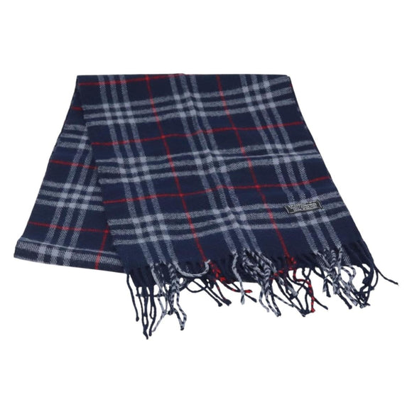 Burberrys Nova Check Scarf Wool Navy Auth am10998