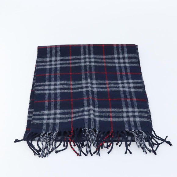 Burberrys Nova Check Scarf Wool Navy Auth am10998
